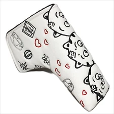 White Cute Cat Design Golf Putter Club Head Cover Magnet Blade Headcover Fit All