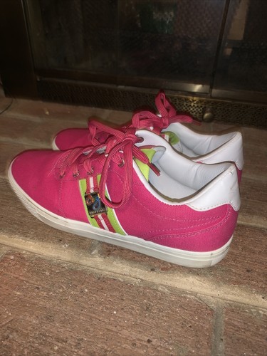 COOGI Hot Pink & Lime Fuchsia Hi Tops Sneakers UNIQUE & SEXY Womens Sz 10 ❤️tb52 - Picture 5 of 7
