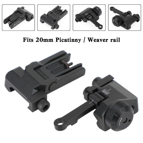 Folding Back Up Iron Sight Flip Up Front Rear Set Picatinny Rail KAC300 - Picture 3 of 8