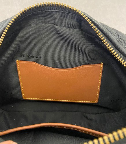 COACH Black Oval Pebbled Leather Zip Fastened Shoulder Bag / Clutch w Dust Bag - Picture 8 of 9