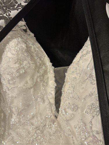Allure Romance Tulle Tank-A Line Sequin Wedding Dress Size 18 - Picture 15 of 16