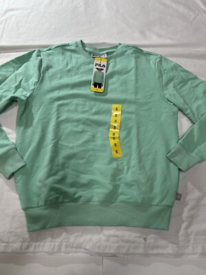 New W/ Tag Fila Women s Mint Green Crew Neck Soft Sweatshirt Sz Small Clear Logo