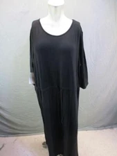 NWT Kari Lyn Size 4X Womens Black 3/4 Sleeve Rayon Cord-Waisted Maxi Dress 7Y035