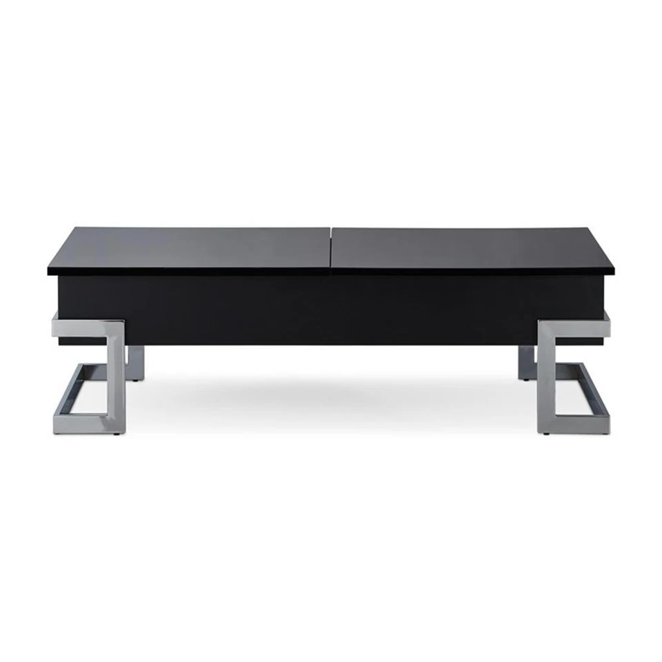 Mesa de centro rectangular con tapa elevadora ACME Calnan en negro y cromo Foto 4 de 4