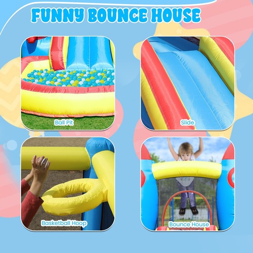 Inflatable Rocket Bounce House Castle Ball Pit for Kids Indoor Outdoor w/Blower - Picture 6 of 9