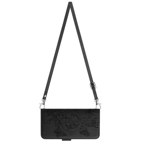 For Various Phone Crossbody Strap Leather Rose Card Wallet Case Flip Stand Cover - Picture 2 of 22
