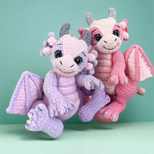 Plush Dragon Crochet Pattern PDF – Amigurumi DIY Tutorial (25-27 cm) English