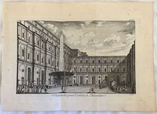 VIEW LARGE COURTYARD OF BELVEDERE ROME FRIEDRICH SECUNDUM PIRANESI 1782