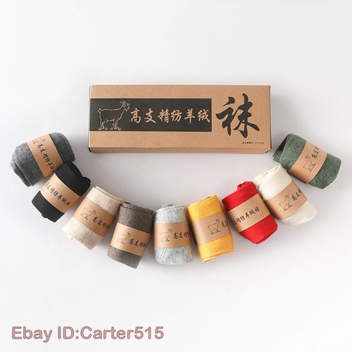 5 Pairs 100% Mongolia Pure Cashmere Wool Warm Men Unisex Socks Crew Mid-calf - Picture 9 of 9