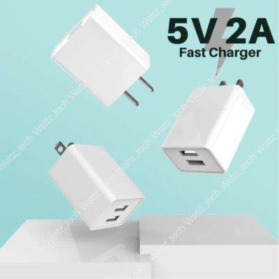USB Dual Wall Fast Charger Adapter 5V 2A For Android / Galaxy / iPhone / Samsung