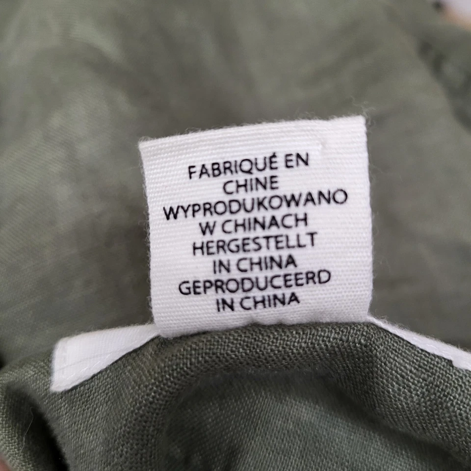 Chaqueta Artisan NY Mujer Pequeña Verde Lino Militar Utilidad Cremallera Completa Foto 3 de 4