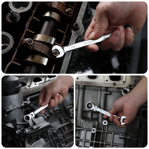WORKPRO 8PC Flex-Head Ratcheting Combination Wrench Set 5/16-3/4 in SAE 72-Teeth - Picture 7 of 12