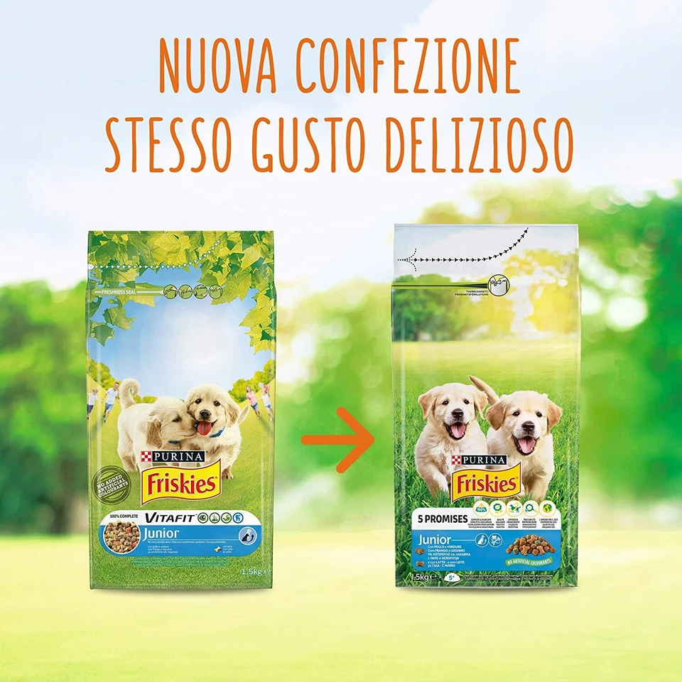 Croquettes Chiots Chien Croquant Pour Chiens Purina Friskies Junior Poulet 1,5Kg - Photo 2/4