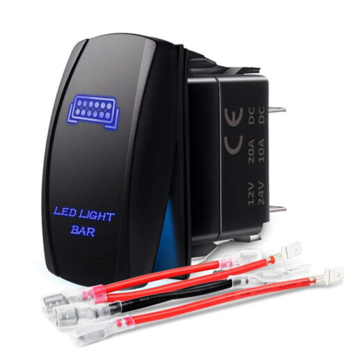 Interruptor basculante láser barra de luz LED azul luz LED ENCENDIDO-APAGADO 20A 12V 5 pines para SUV ATV - Imagen 2 de 11