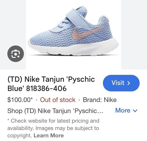 Nike Tanjun Toddler Shoes Size 7 Color Pyschic Blue 818386-406 Excellent Shape! - Picture 7 of 7