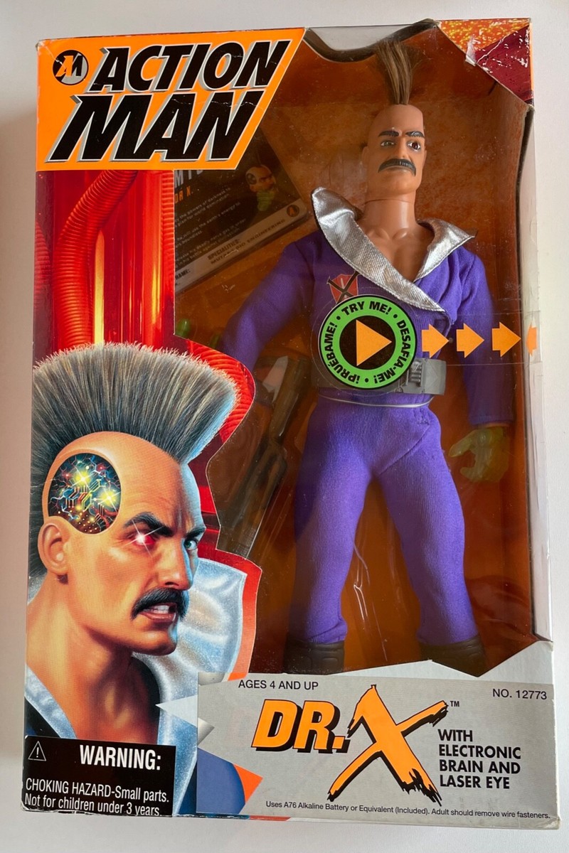 Hasbro 1995 Action Man DR. X with ELECTRONIC BRAIN & LASER