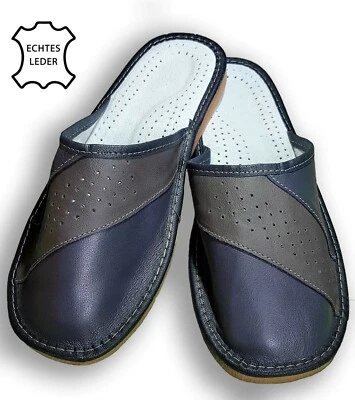 HANDMADE AUS NATUR Herren echtes Leder Pantoffeln Hausshuhe Latschen Geschenke für Männer Gr. 40-46