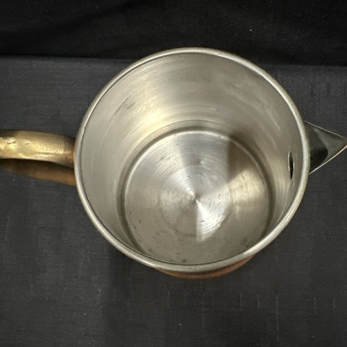 Vintage 8in Copper Coffeepot Tea Pot Brass Handle Lid Farmhouse Gold - Picture 9 of 14