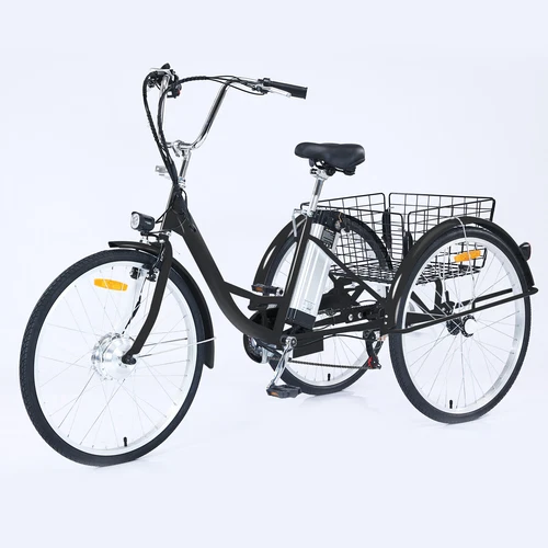 E-Tricycle Electric Tricycle for Adults 3 Wheels 7 Speed Electric Bike & Basket