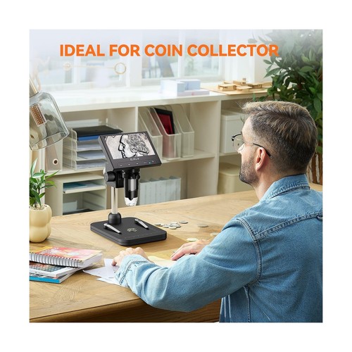 Elikliv Coin Microscope, 4.3'' LCD Digital Microscope 1000x, Coin Magnifier w... - Picture 2 of 8