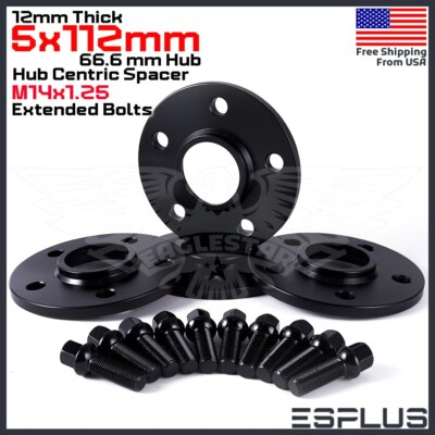 #ad 4 12mm Thick BMW G Body 5x112 C.B 66.6 Wheel Spacer Kit 14x1.25 Bolts Included $88.99