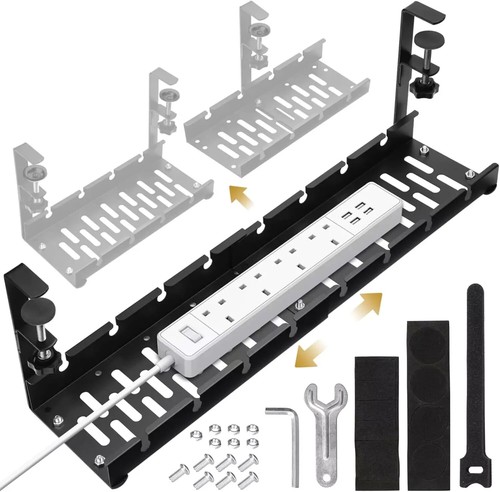 Cable Management under Desk Tray, Set of Two, No-Drill Installation with Upgrade