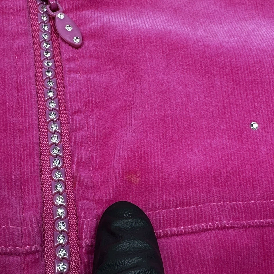 Quacker Factory Jacket Womens 2X Pink Micro Corduroy Full Zip Rhinestone * - Image 3 of 4