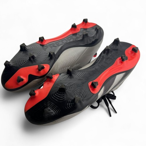 Botines de fútbol terreno firme Adidas Predator League FG para hombre 6,5 M plateados rojos negros - Imagen 22 de 23
