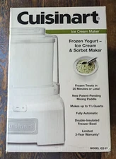 CUISINART ICE-21 FROZEN YOGURT-ICE CREAM AND SORBET MAKER - WHITE