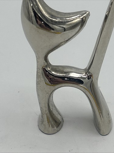Hagenauer Walter Bosse Style Chrome Long Tailed Cat Figurine 6” - Picture 9 of 13