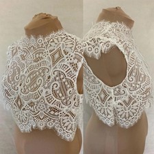 Bolero Topper Jacket for Bride High Neck Appliques Lace Beading Cap Sleeves