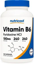Nutricost Vitamin B6 as Pyridoxine HCl, 100 mg, 240 Caps
