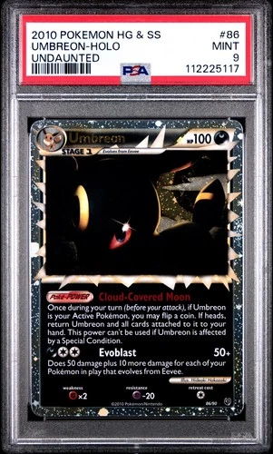 2010 Pokemon Heartgold & Soulsilver Undaunted Umbreon Holo #86 PSA 9 VERY CLEAN