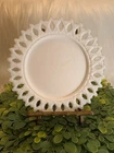 White Vintage Milk Glass Decorative Dessert Plate w/ Lacy Openwork Border 6 in