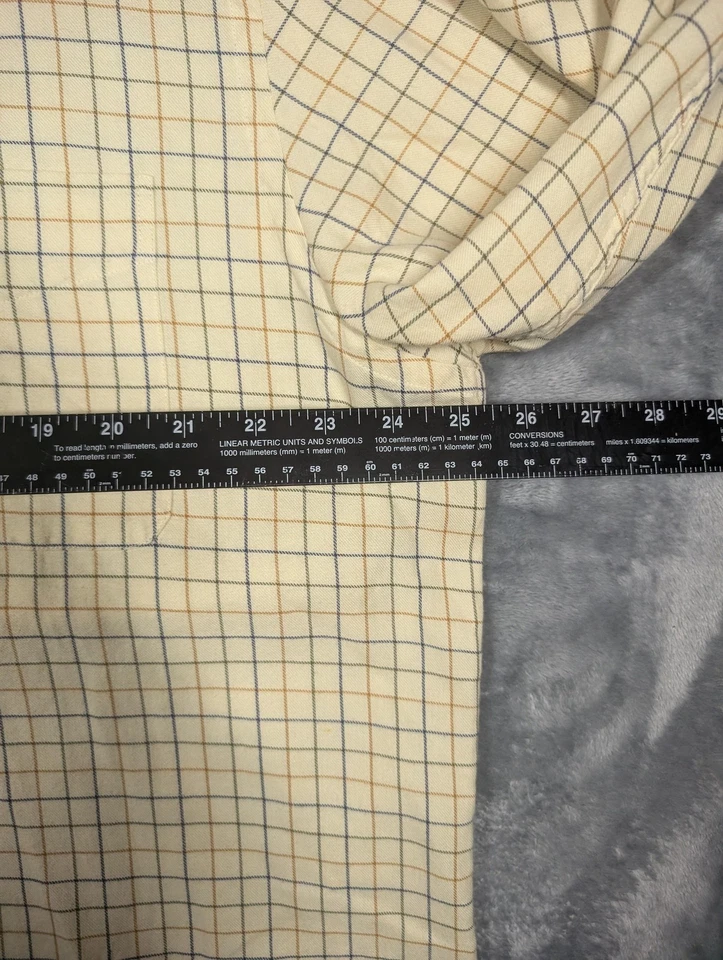 Camisa Barbour Para Hombres Grande Crema Tattersall Cuadros Abotonada Manga Larga Algodón Foto 3 de 4