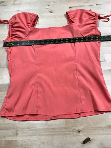 Top donna taglia XL coquette babydoll maniche a sbuffo bottoni rosa salmone - Foto 3 di 5