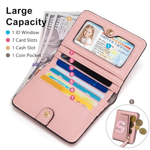 Birthday Gifts for Teen Girl Kids Wallet Girl Walletsmall Initial Rfid Pink S - Picture 2 of 7