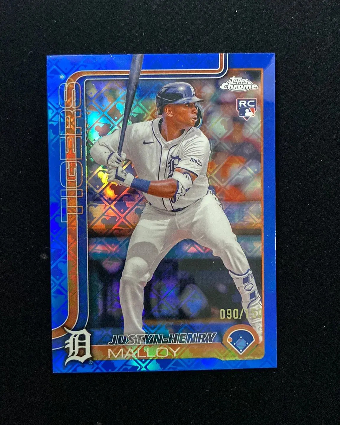2025 Topps Chrome Justyn-Henry Malloy #224 Blue Logofractor 90/150 RC Tigers J85
