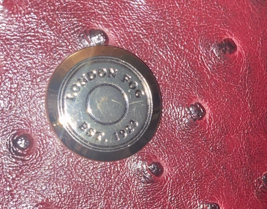 London Fog Tote, Dark Burgundy, Faux Ostrich Material, Used, Great Condition - Image 2 of 4