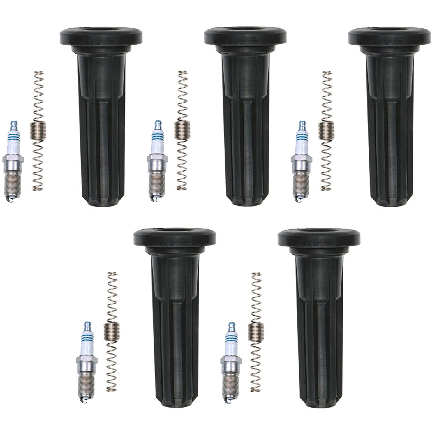 Denso 5 Iridium Long-Life Spark Plugs  NGK Coil Boots Kit for GMC Canyon L5 3.7