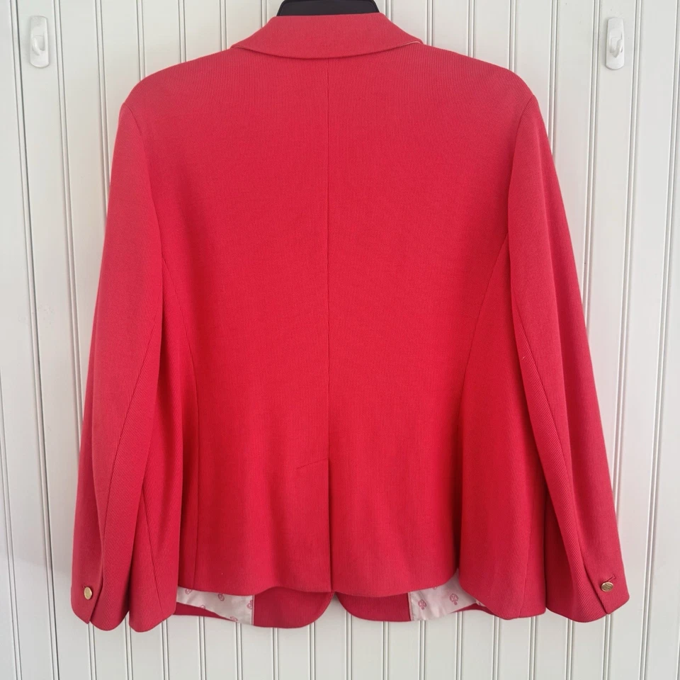 Blazer Talbots Tejido Talla 18W Coral Algodón Cresta Dorada Botones Profesional LEER* Foto 3 de 4