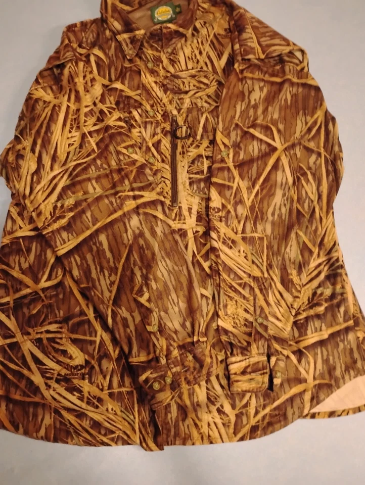 Cabela's Mossy Oak Shadow Grass Xl Button Up Shirt 5 Front Pocket Polyester - Image 2 of 4