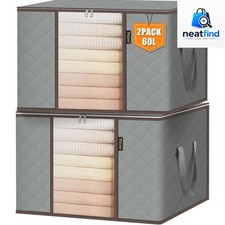 Elegant 2 Pack 16 Gallon Clothes Storage Bags with Reinforced Handles  Zippers