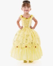 Disney Princess Belle Costume Dress Girls M Yellow Party Sleeveless Size 3T-5