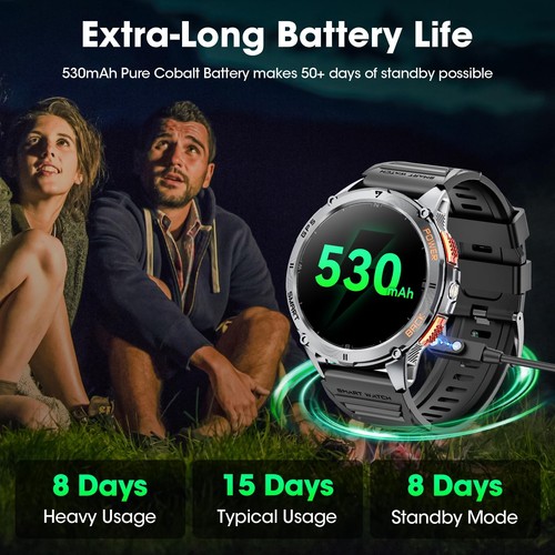 Militär Smartwatch für Herren mit GPS, 1,43" AMOLED Bluetooth Anruf Smartwatch... - Bild 3 von 7
