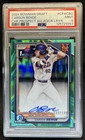 2024 Bowman Draft Carson Benge Chrome Auto Aqua Lava Refractor 1st #/199 PSA 9