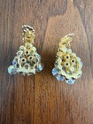 Vintage Juliana D&E Earrings AB Crystal Rhinestone Cha Cha Clip On Gold Plated — photo 5