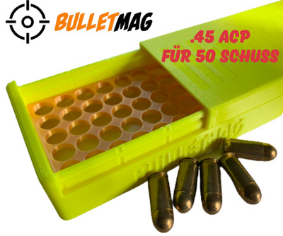 Munitionskiste, Patronenbox mit Schiebedeckel, Kaliber .45 ACP für 50 Schuss