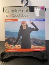 Climate Right by Cuddl Duds Long Sleeve Crew Top Base Layer Frigid Black size XS
