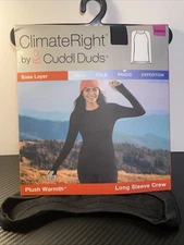 Climate Right by Cuddl Duds Long Sleeve Crew Top Base Layer Frigid Black size XS